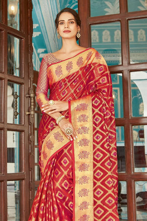 Rutous Red Organza Saree