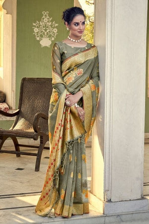 Smoke Grey Organza Saree