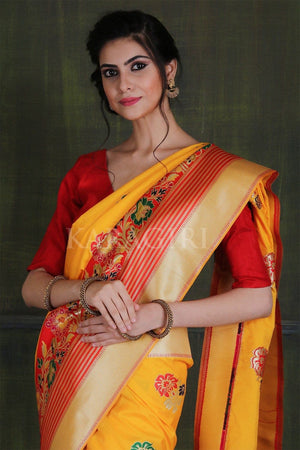 Gold Yellow Paithani - Ikat Saree