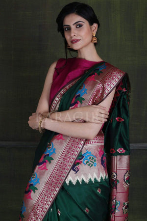 Sacramento Green Paithani - Ikat Saree