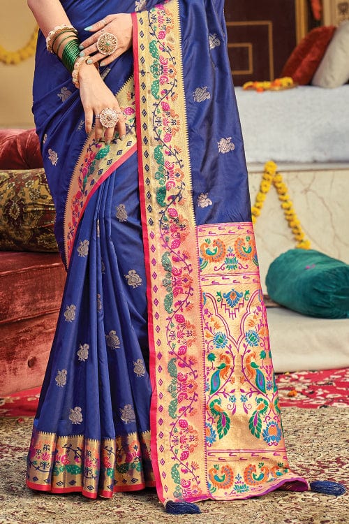 Admiral Blue Paithani Saree designer saree