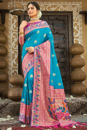 Azure Blue Paithani Saree