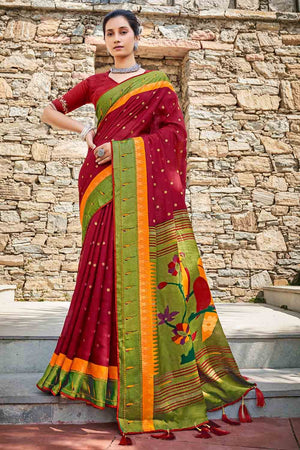 Brick Red Paithani Saree