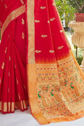 Crimson Red Heavy Border Pallu Paithani Saree Paithani Saree Crimson Red Heavy Border Pallu Paithani Saree saree online
