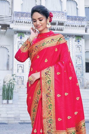 Crimson Red Paithani Saree