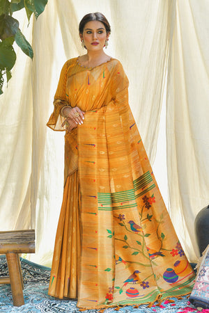 Dark Yellow Paithani Saree