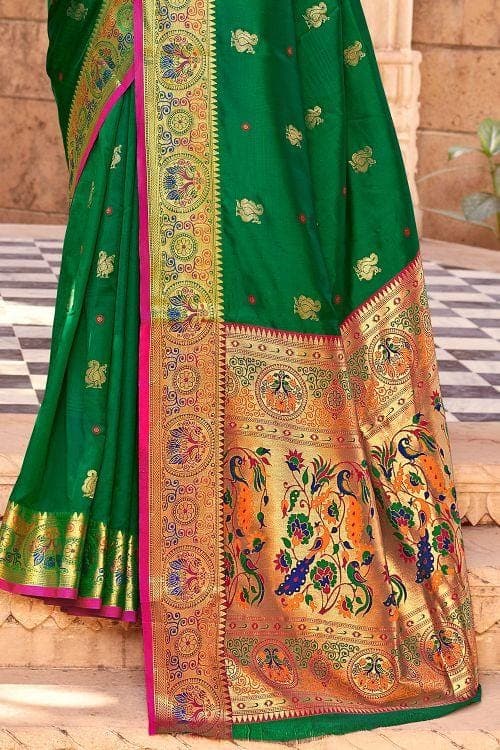 Deep Fir Green Paithani Saree paithani saree online