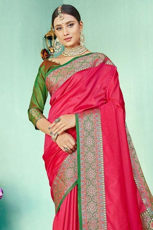 Deep Pink Paithani Fusion Saree