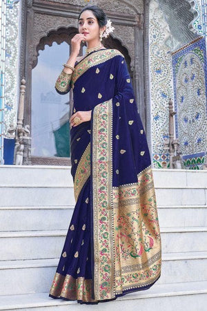 Denim Blue Paithani Saree