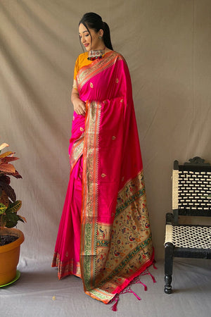Fuschia Pink Paithani Saree