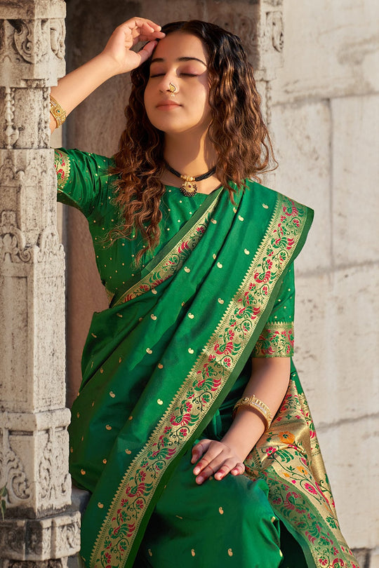 Green Paithani Saree paithani saree blouse design