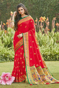 Imperial Red Paithani Saree Imperial Red Paithani Saree