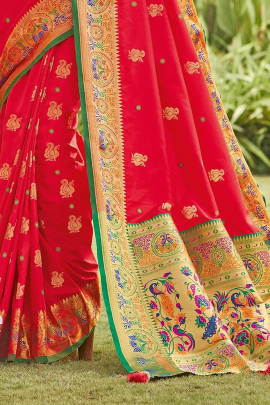 Imperial Red Paithani Saree Imperial Red Paithani Saree