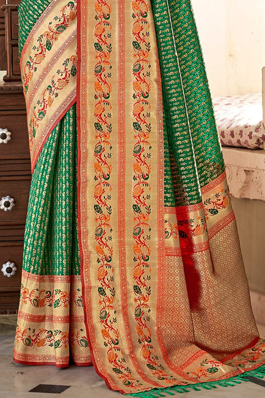 Juniper Green Paithani Saree silk sarees