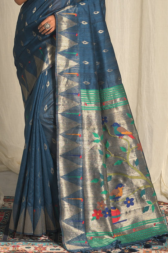 Lapis Blue Paithani Saree paithani saree price