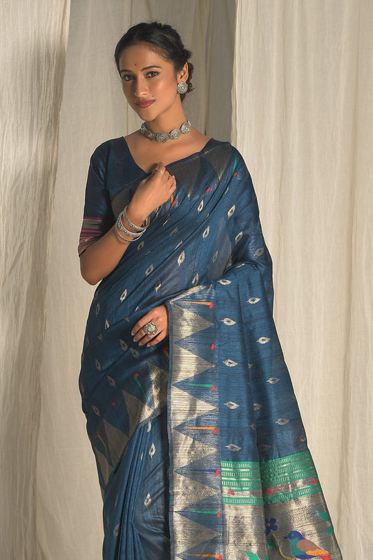 Lapis Blue Paithani Saree paithani saree price