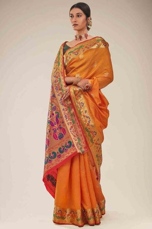 Mango Yellow Paithani Saree