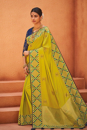 Mellow Yellow Woven Paithani Saree