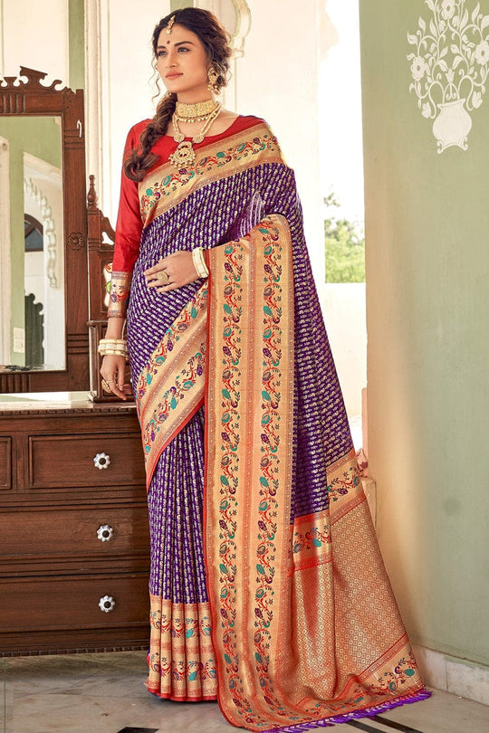 Mulberry Purple Paithani Saree paithani sarees