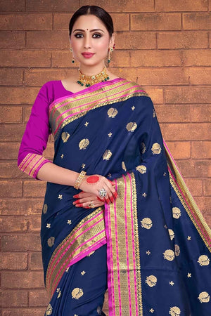 Navy Blue Paithani Saree