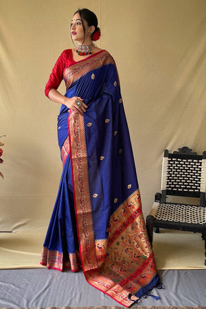 Navy Blue Paithani Saree