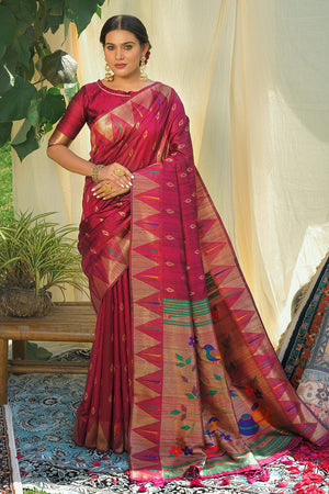 Pearlescent Pink Paithani Saree