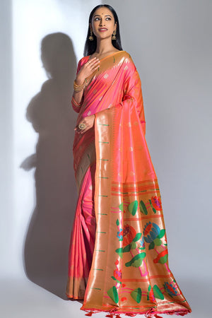 Rose Peach Paithani Saree
