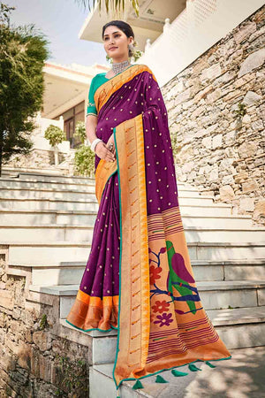 Sangria Purple Paithani Saree