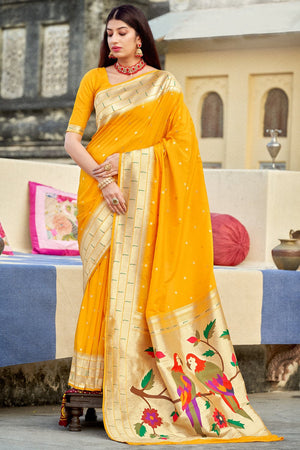 Sunflower Yellow Paithani Saree