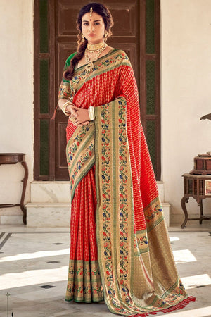 Tart Red Paithani Saree
