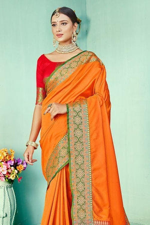 Tuscany Yellow Paithani Fusion Saree