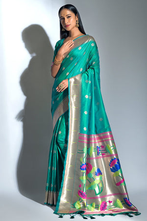 Vivid Blue Paithani Saree