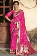 Vivid Magenta Pink Paithani Saree pink paithani saree