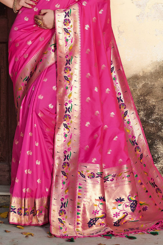 Vivid Magenta Pink Paithani Saree designer saree