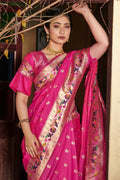 Vivid Magenta Pink Paithani Saree pink saree