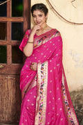 Vivid Magenta Pink Paithani Saree silk saree