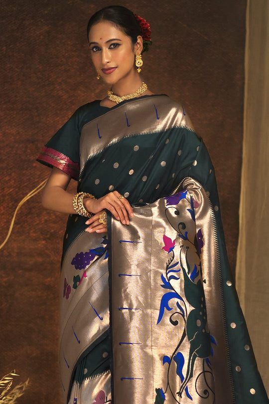 Forest Green Paithani Saree paithani silk saree