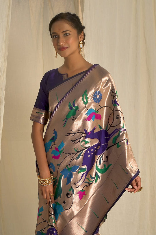Purple Paithani Saree maharashtrian saree
