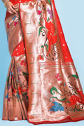 Rose Red Paithani Saree designer saree, paithani saree design