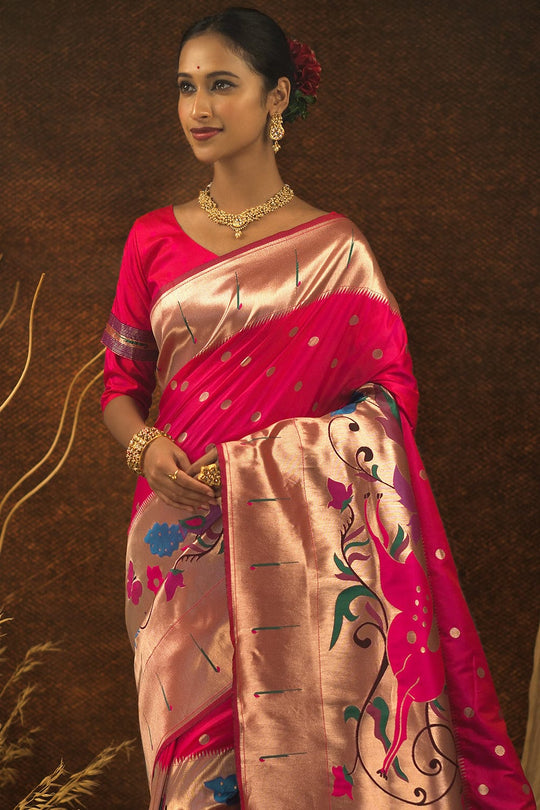 Ruby Pink Paithani Saree silk saree online