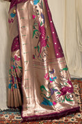 Wine Purple Paithani Saree designer saree