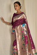 Wine Purple Paithani Saree purple saree