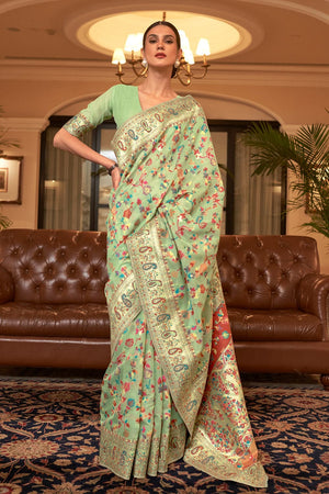 Mint Green Pashmina Saree