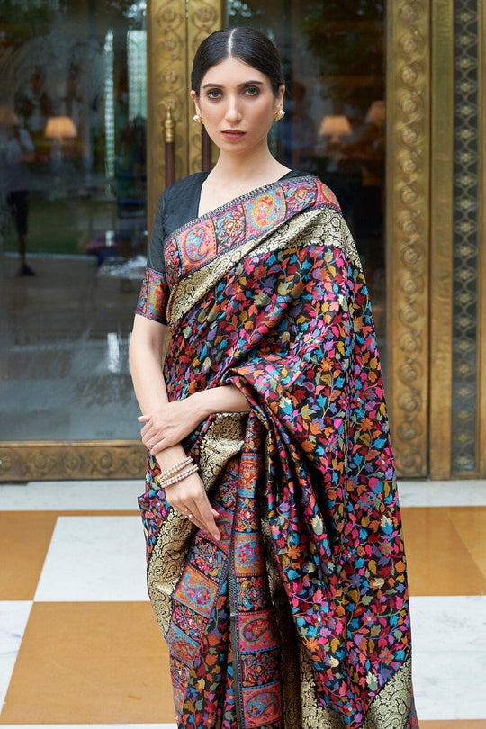 Navy Blue Pashmina Saree Pashmina Saree Navy Blue Pashmina Saree saree online