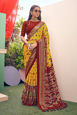 Cadmium Yellow Patola Saree
