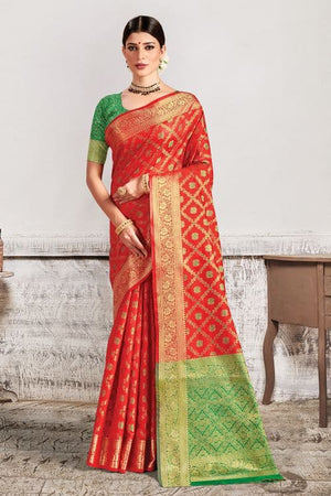 Candy Red Patola Saree
