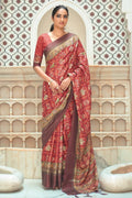 Carnelian Red Patola Saree Patola Saree Carnelian Red Patola Saree saree online
