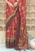 Carnelian Red Patola Saree Patola Saree Carnelian Red Patola Saree saree online