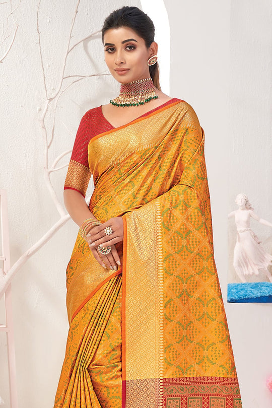 Dandelion Yellow Patola Saree fancy saree