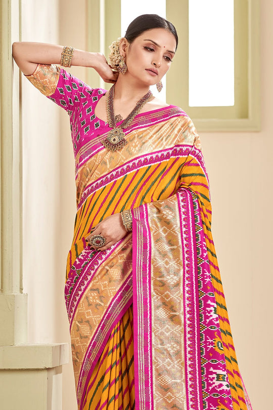 Dandelion Yellow Patola Saree fancy saree